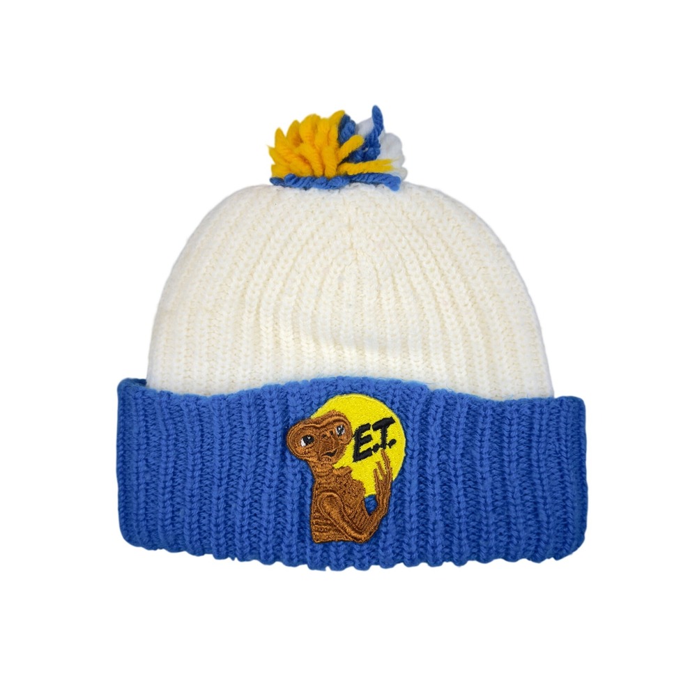Vtg 1982 E.T. The Extra Terrestrial Boys Pom Beanie Blue White Hat Universal